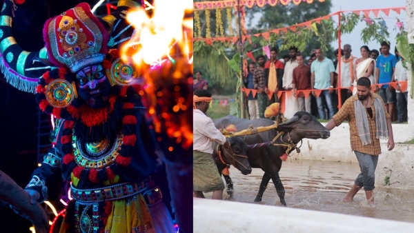 Prajawal Devaraj Karavali movie song shot in Katapadi Kambala for the first time
