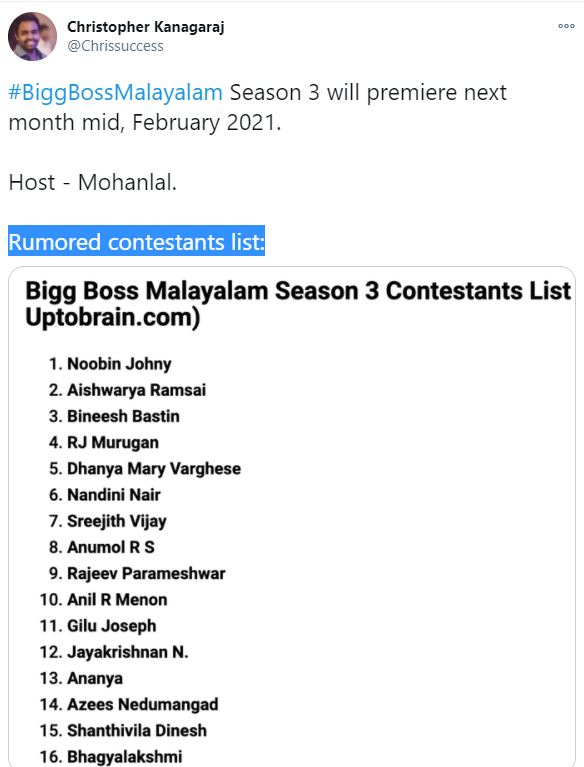 mohanlal biggboss