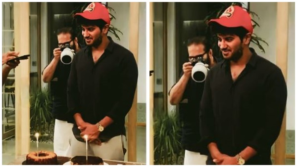 ദുല്‍ഖര്‍ കേക്ക് മുറിക്കുന്നതും മമ്മൂക്ക അത്