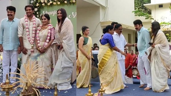 മമ്മൂട്ടി ഭാര്യ സുൽഫത്തിനൊപ്പമാണ് വിവാഹത്തിൽ പങ്കെടുക്കാൻ എത്തിയത്