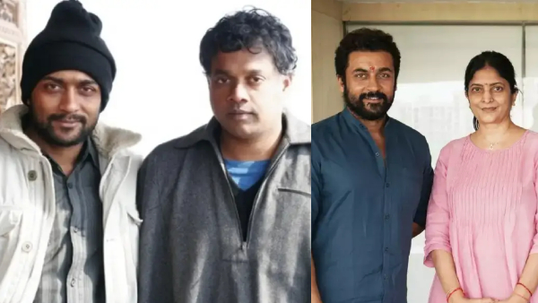 Suriya with Gautham Vasudev Menon and Sudha Kongara