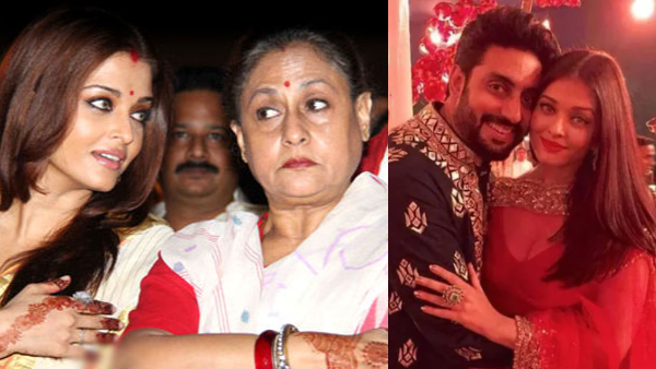 Aishwarya Rai with Jaya and Abhishek Bachchan
