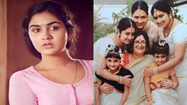 Urvashi in Ponmuttayidunna Thaaravu  actress with her mother and sisters