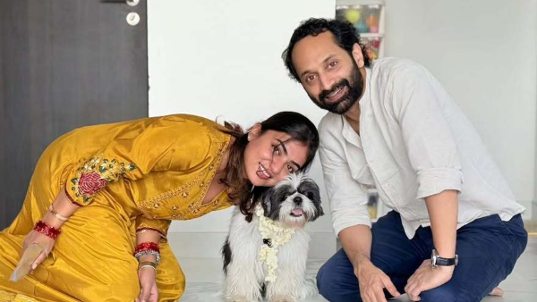 Nazriya and Fahadh with Oreo