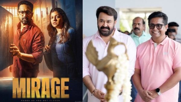 Mirage poster and Mohanlal with Jeethu at Drishyam 3 location