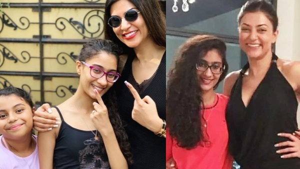 Sushmita Sen with her daughters Sushmita Sen with her daughters