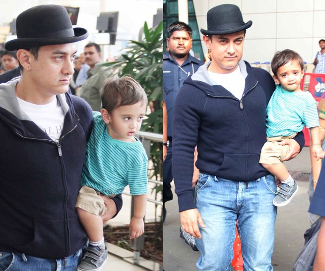 Aamir Khan takes his son Azad Rao for a stroll
