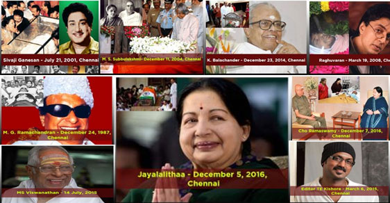 List Of Famous Celebrities Death In Tamilnadu