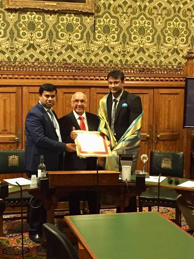 Darshan Thoogudeep Receives The Global Diversity Award From UK Parliament