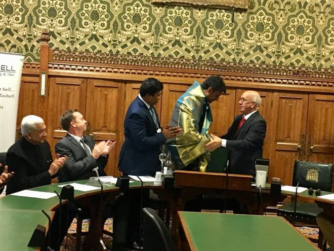 Darshan Thoogudeep Receives The Global Diversity Award From UK Parliament