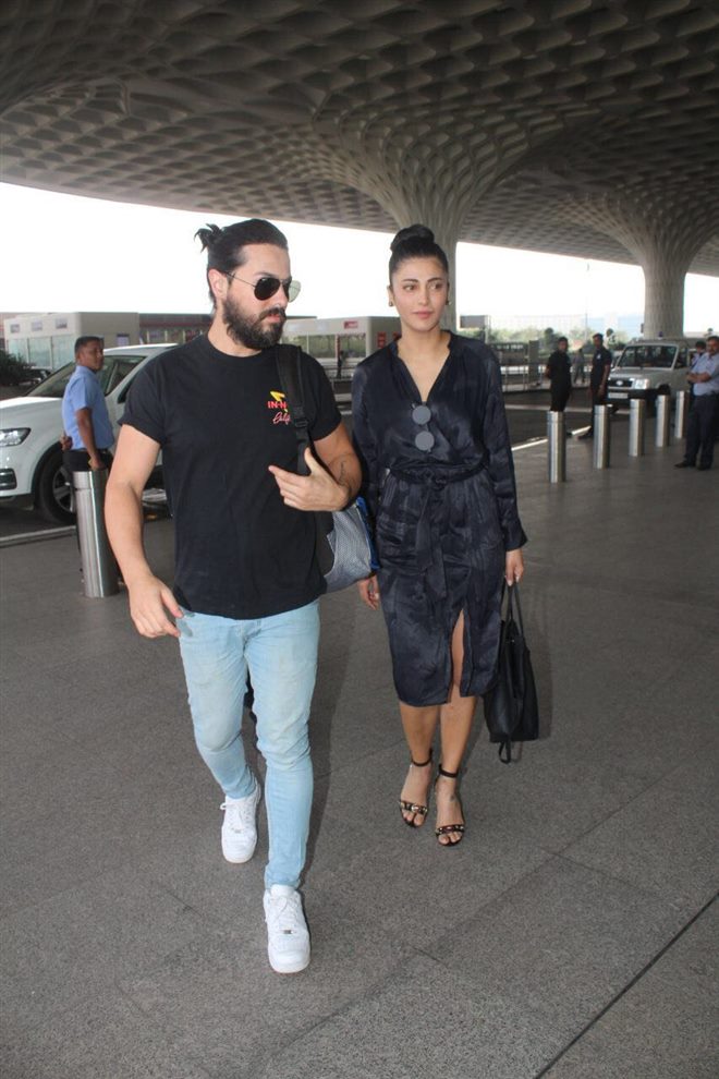 Shruti Hassan With Her Boyfriend Michael Corsale At Mumbai Airport