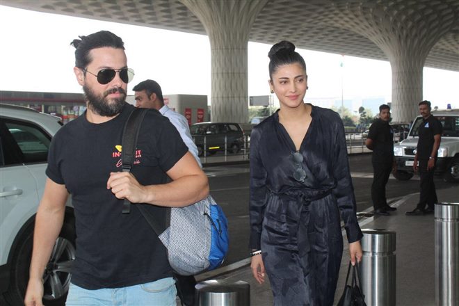 Shruti Hassan With Her Boyfriend Michael Corsale At Mumbai Airport