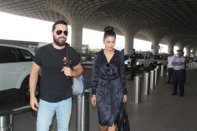 Shruti Hassan With Her Boyfriend Michael Corsale At Mumbai Airport