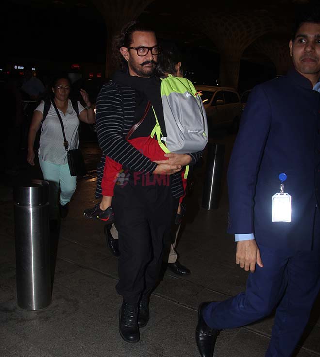 Aamir Khan With His Son Spotted At Airport