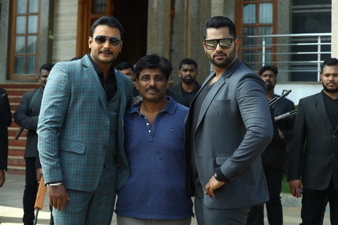 Actor Darshan in Amar movie shooting set