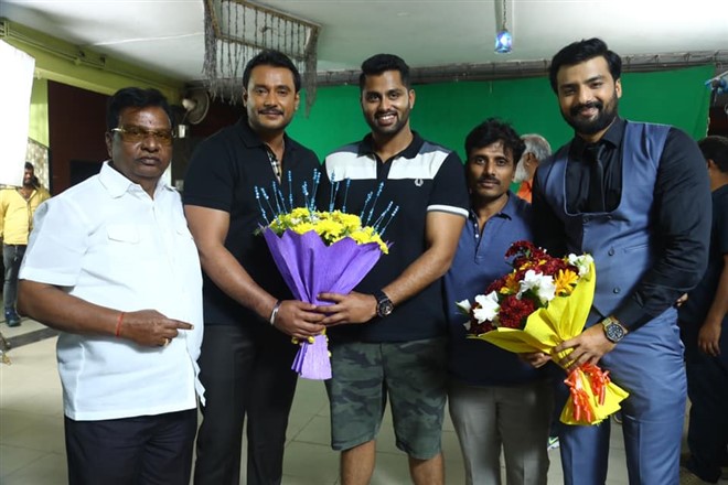 Actor Darshan in Amar movie shooting set