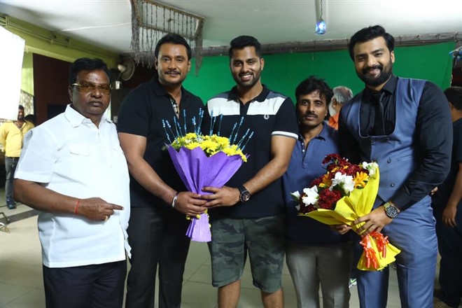 Actor Darshan in Amar movie shooting set