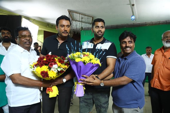 Actor Darshan in Amar movie shooting set