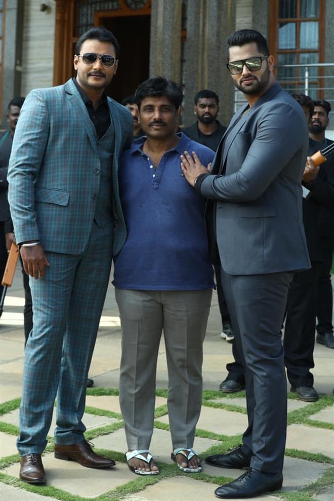 Actor Darshan in Amar movie shooting set