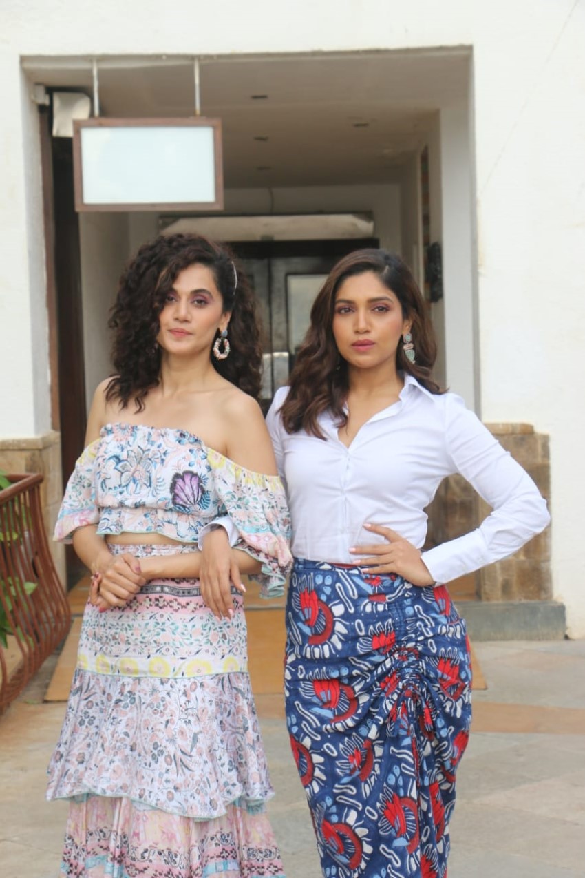 Bhumi Pednekar & Taapsee Pannu at a photoshoot to promote Saand Ki Aankh in Mumbai