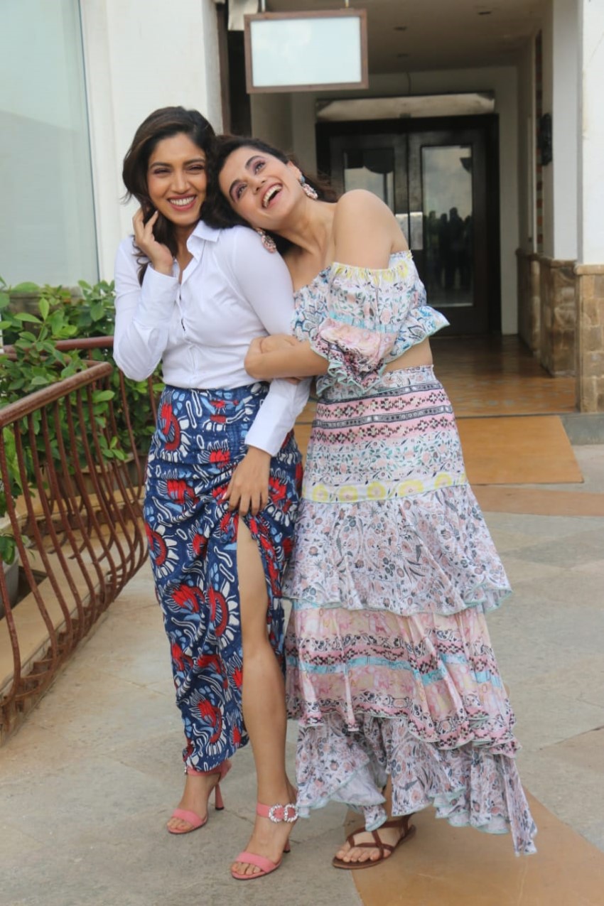 Bhumi Pednekar & Taapsee Pannu at a photoshoot to promote Saand Ki Aankh in Mumbai