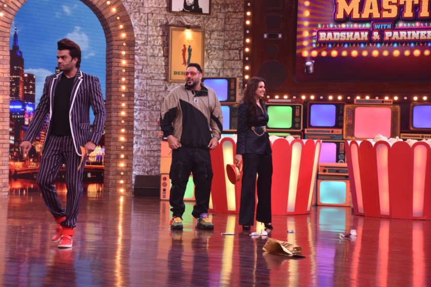Parineeti Chopra & Badshah snapped on the sets of Movie Masti With Maniesh Paul