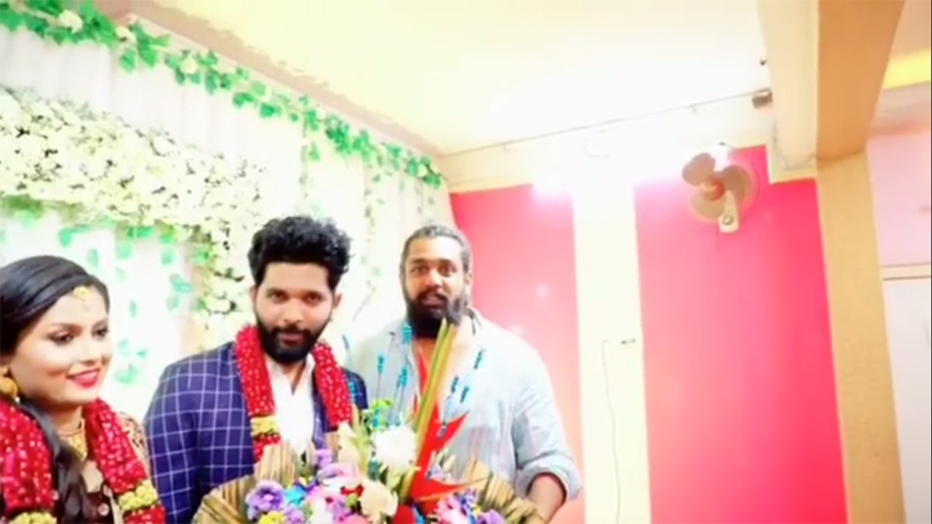 Action Prince Dhruva Sarja At Tik Tok Fame Allu Raghu And Sushmitha Sheshagiri Marriage