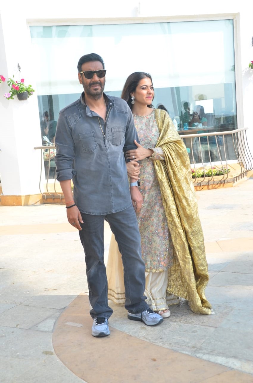 Ajay Devgn and Kajol snapped at Sun n Sand hotel promoting the film Tanhaji – The Unsung Warrior
