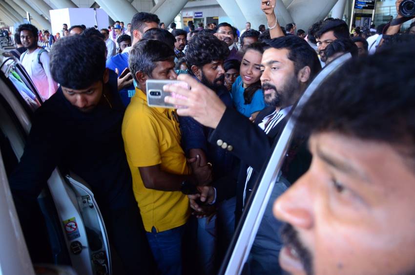 Suriya Acted Akasame Nee Haddura Movie Press meet held at Chennai Airport