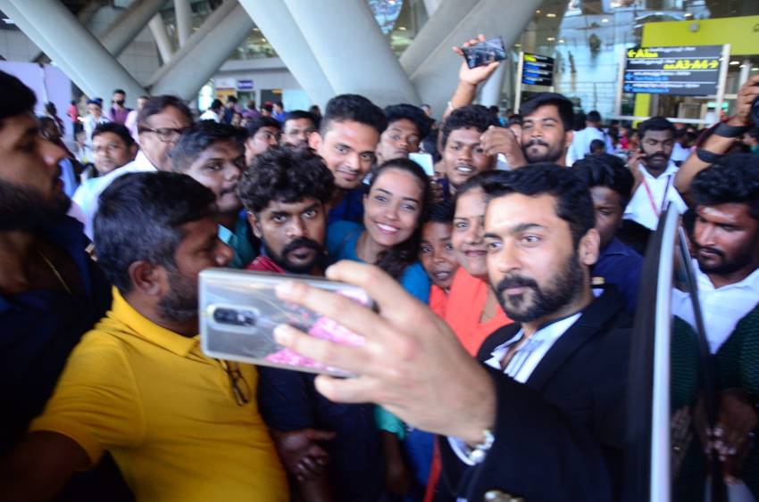 Suriya Acted Akasame Nee Haddura Movie Press meet held at Chennai Airport