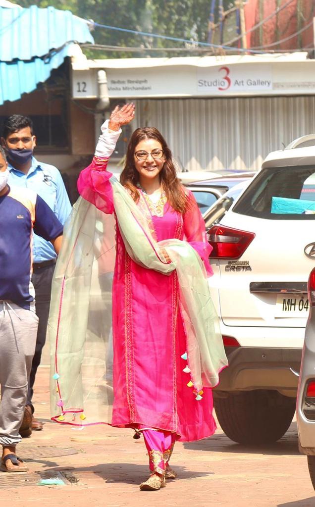 Kajal Aggarwal Snapped Leaving her Residence for her big day Wedding