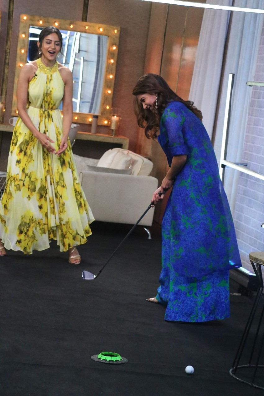 Rakul Preet Singh and Director Krish from the sets of Sam Jam