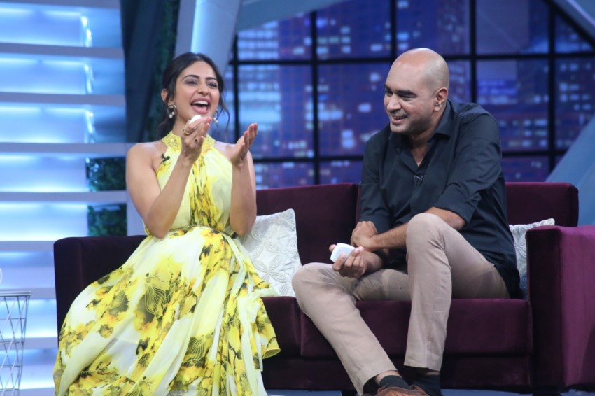 Rakul Preet Singh and Director Krish from the sets of Sam Jam