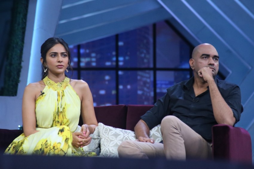 Rakul Preet Singh and Director Krish from the sets of Sam Jam