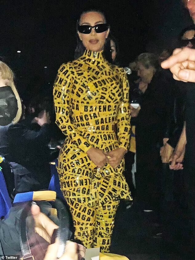 Kim Kardashian Looks Shocking In Yellow Taped Balenciaga Dress