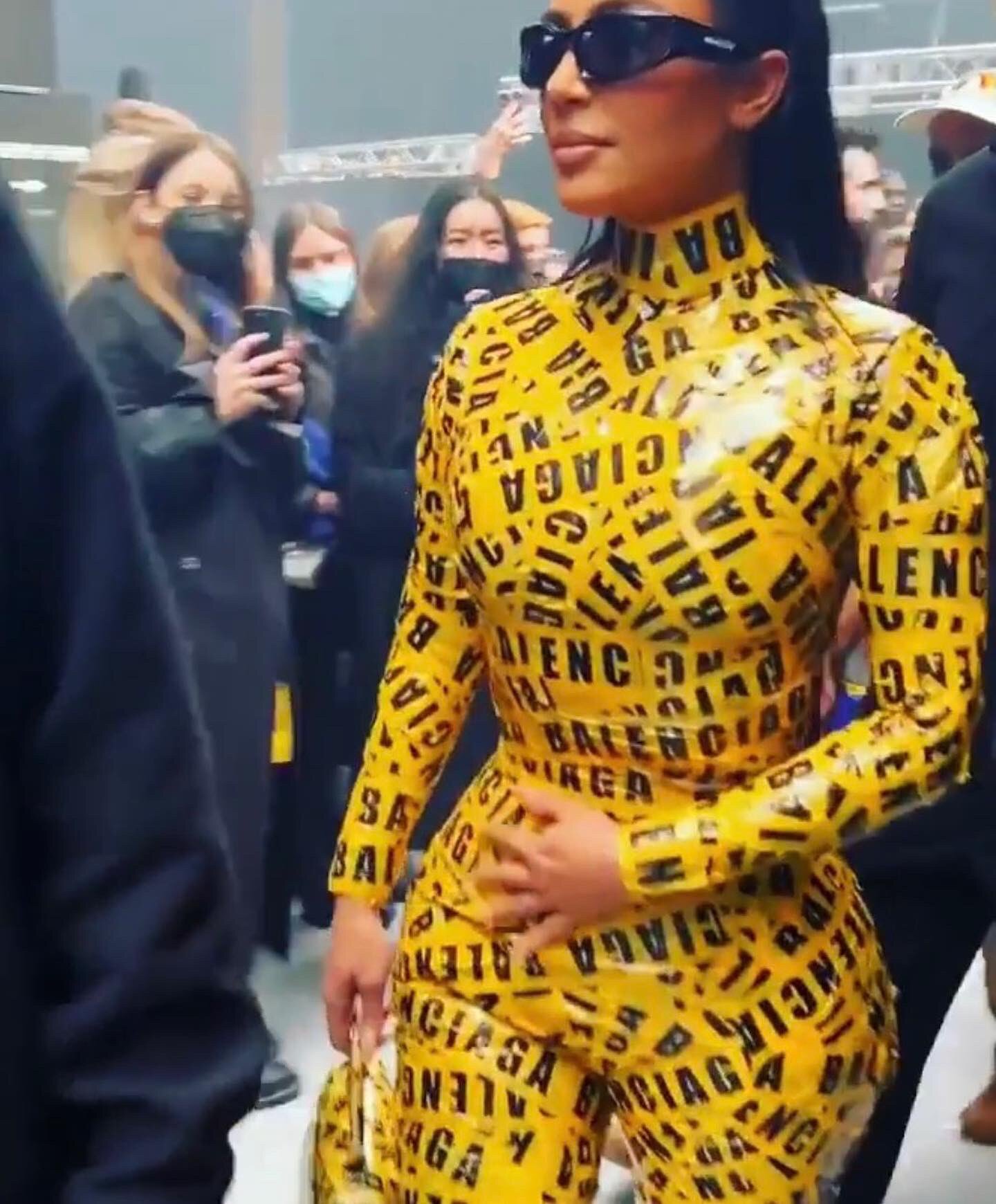 Kim Kardashian Looks Shocking In Yellow Taped Balenciaga Dress