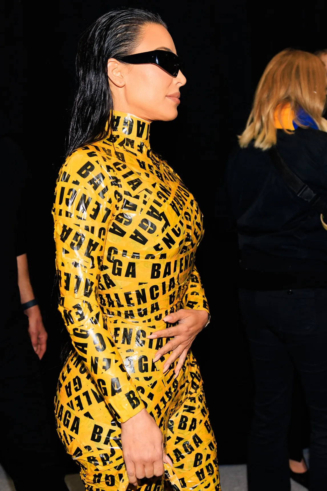 Kim Kardashian Looks Shocking In Yellow Taped Balenciaga Dress