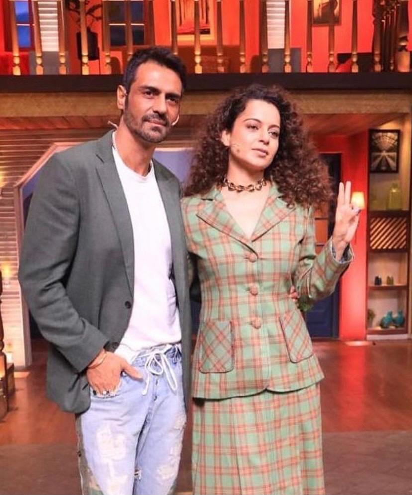 Arjun Rampal and Kangana Ranaut on the sets of Kapil Sharma Show