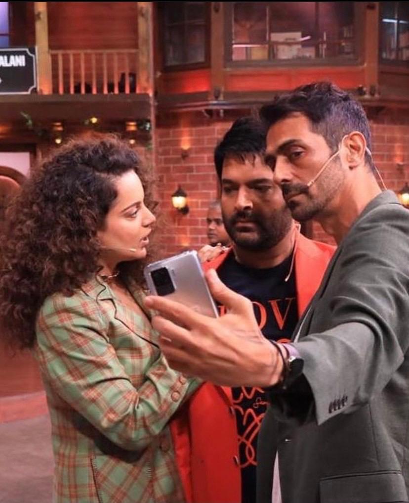 Arjun Rampal and Kangana Ranaut on the sets of Kapil Sharma Show