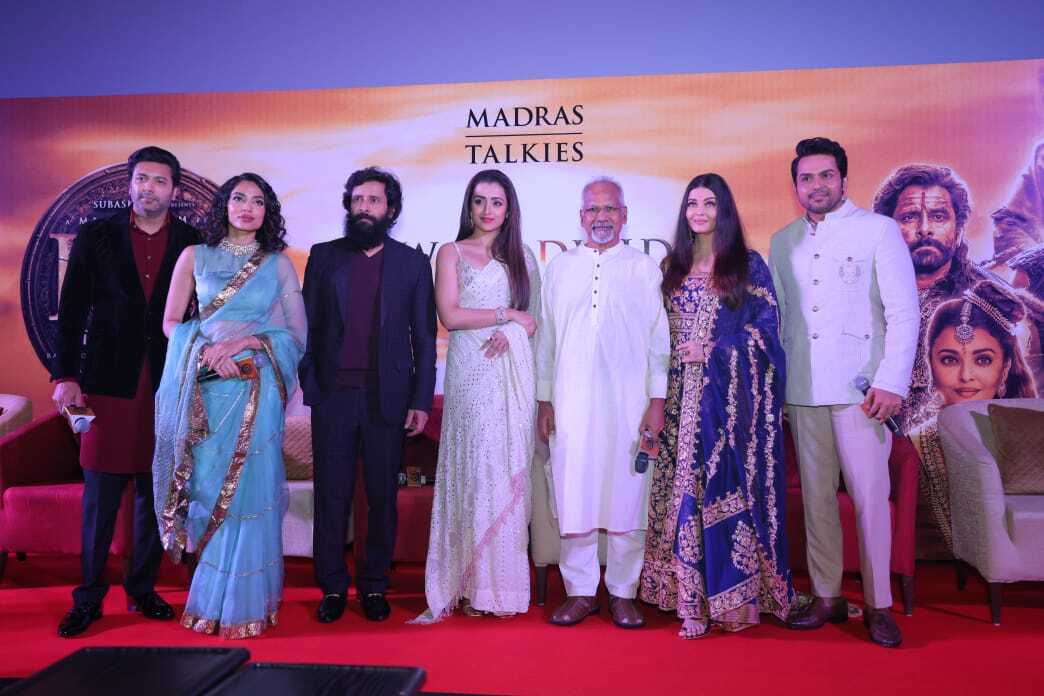 Aishwarya Rai Bachchan, Trisha Krishnan, Karthi, Vikram Chiyaan, Jayam Ravi, Shobhita Dhulipala For PS1 Press Conference  At Delhi
