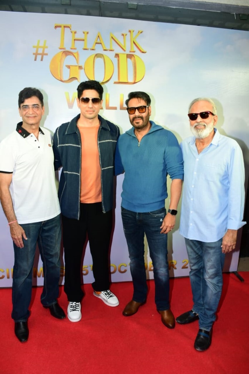 Ajay Devgn, Sidharth Malhotra, Indra Kumar and others at trailer launch of 'Thank God'