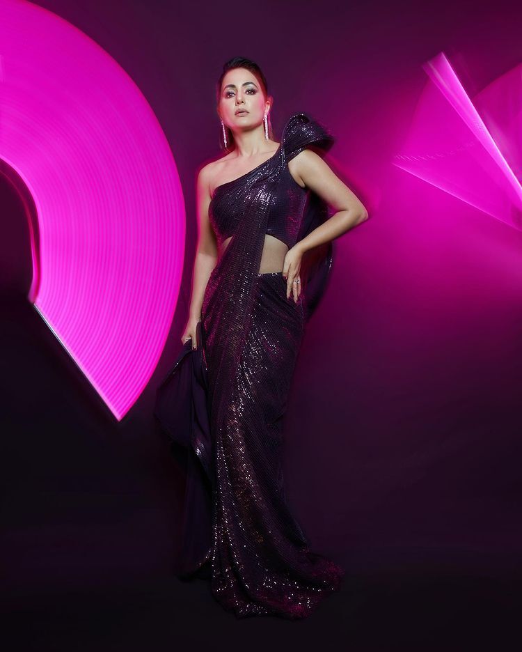 Hina Khan Rocks In Her Dark Purple Dress