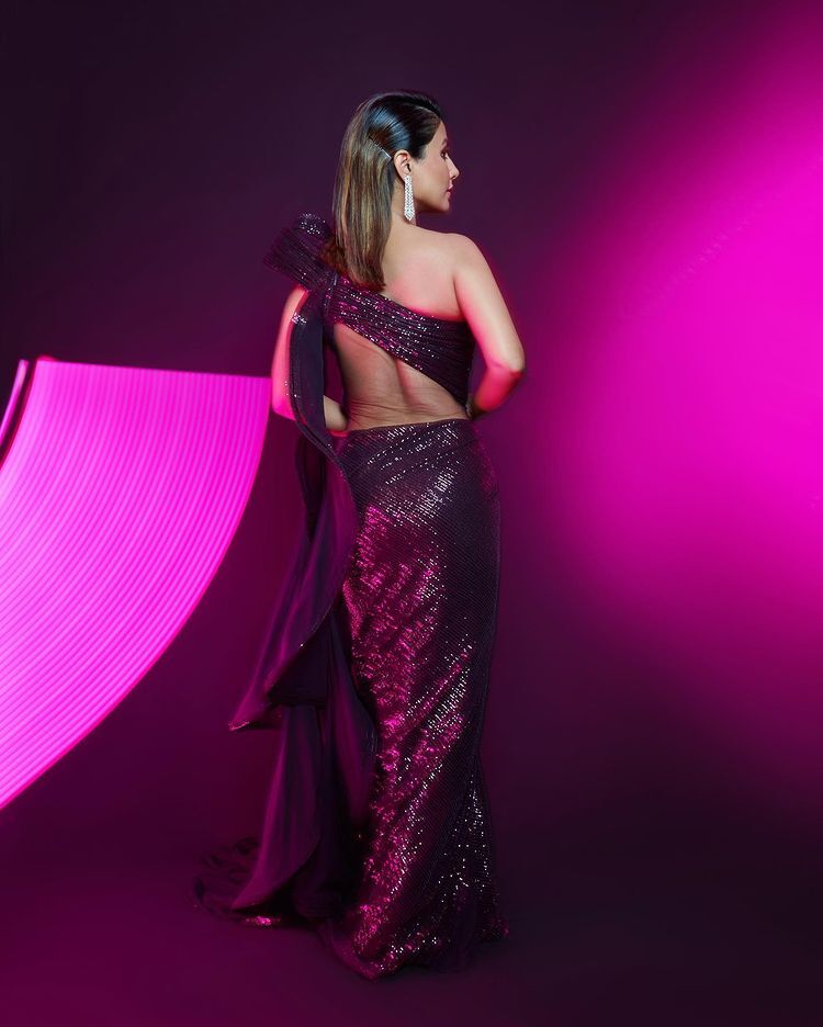Hina Khan Rocks In Her Dark Purple Dress