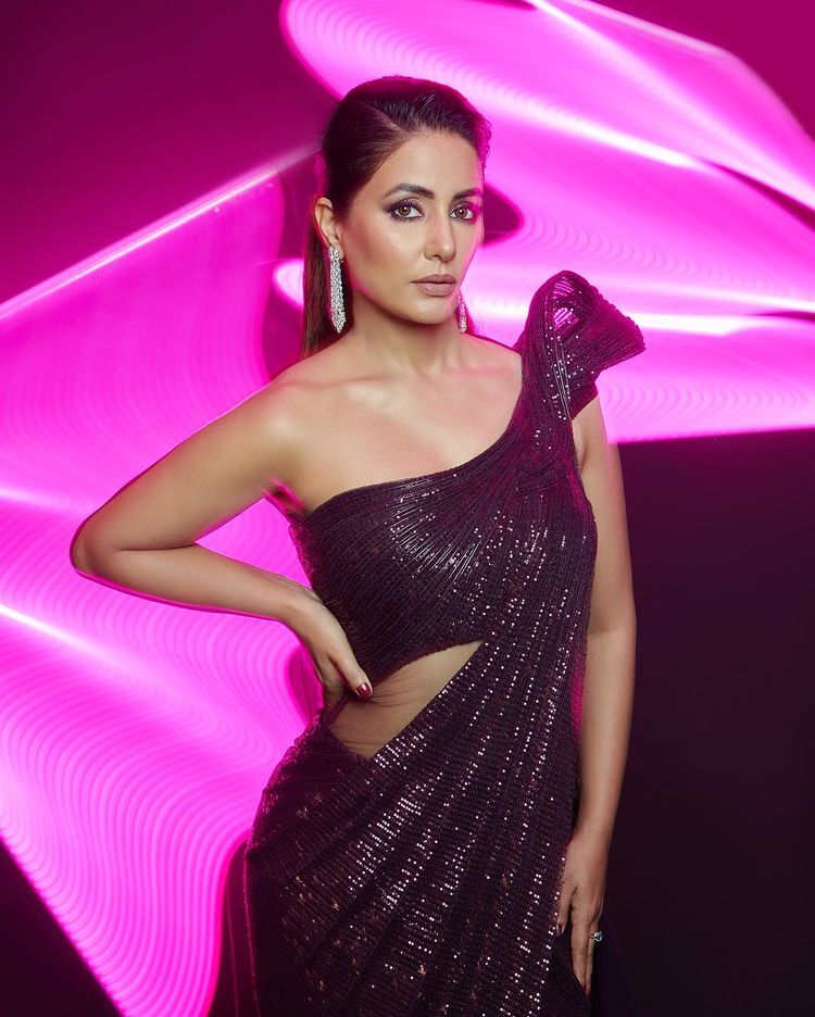 Hina Khan Rocks In Her Dark Purple Dress