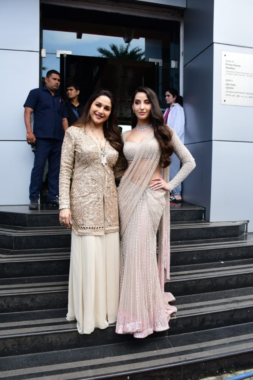 Jhalak Dikhhla Jaa 10: Karan Johar, Madhuri Dixiti & Nora Fatehi make for a stylish trio on sets