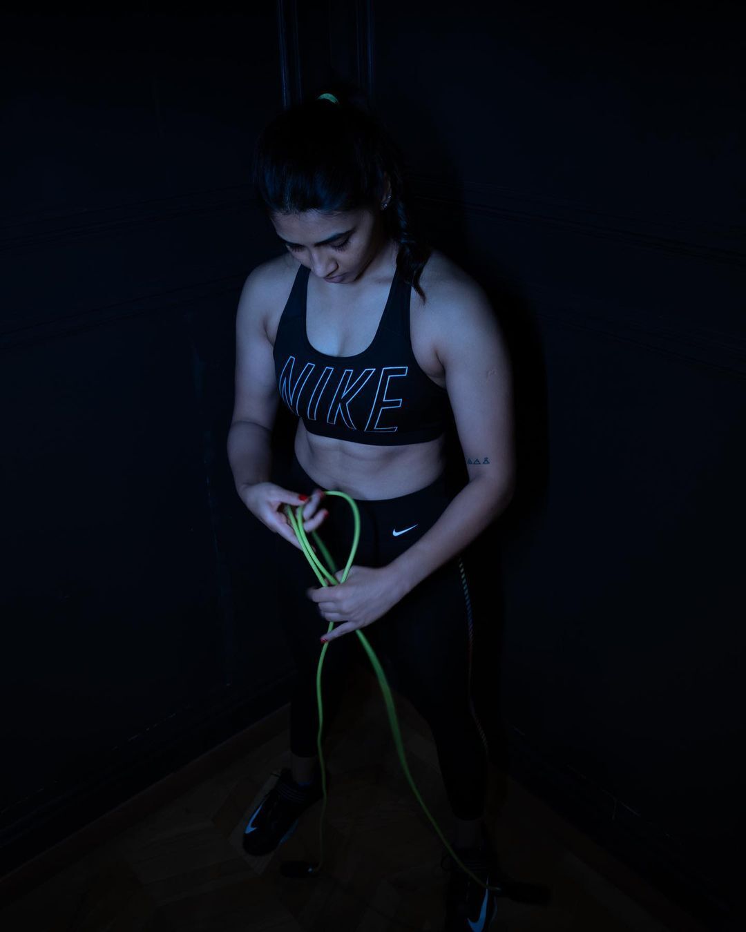 Kantara Heroine Saptami Gowda Gym Workout Photos