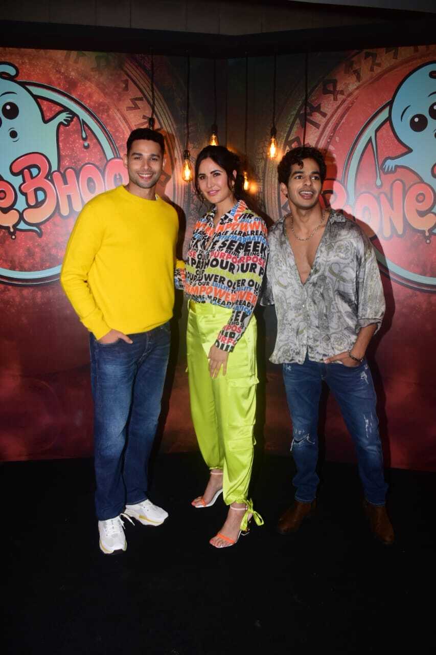 Katrina Kaif, Ishaan Khatter and Siddhanth Chaturvedi snapped promoting Phone Bhoot at JW Marriott Juhu