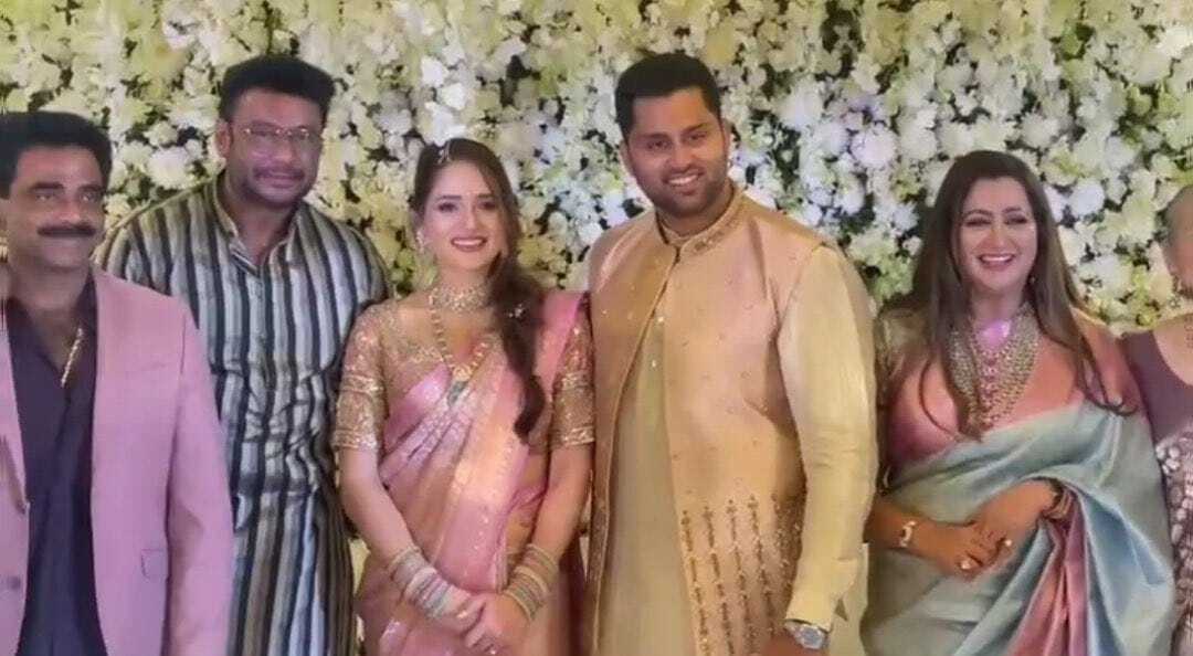 Abhishek Ambareesh And Aviva Bidappa Engagement Photos
