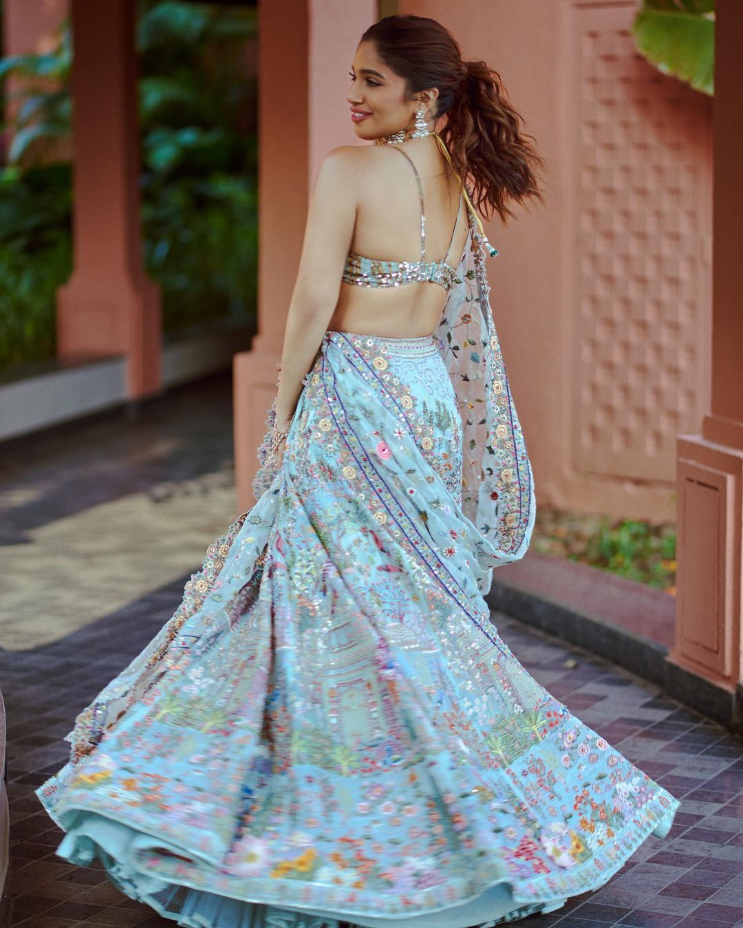 Bhumi Pednekar Aces Bridesmaid Look In A Blingy Bralette And Floral Lehenga At Friend's Wedding