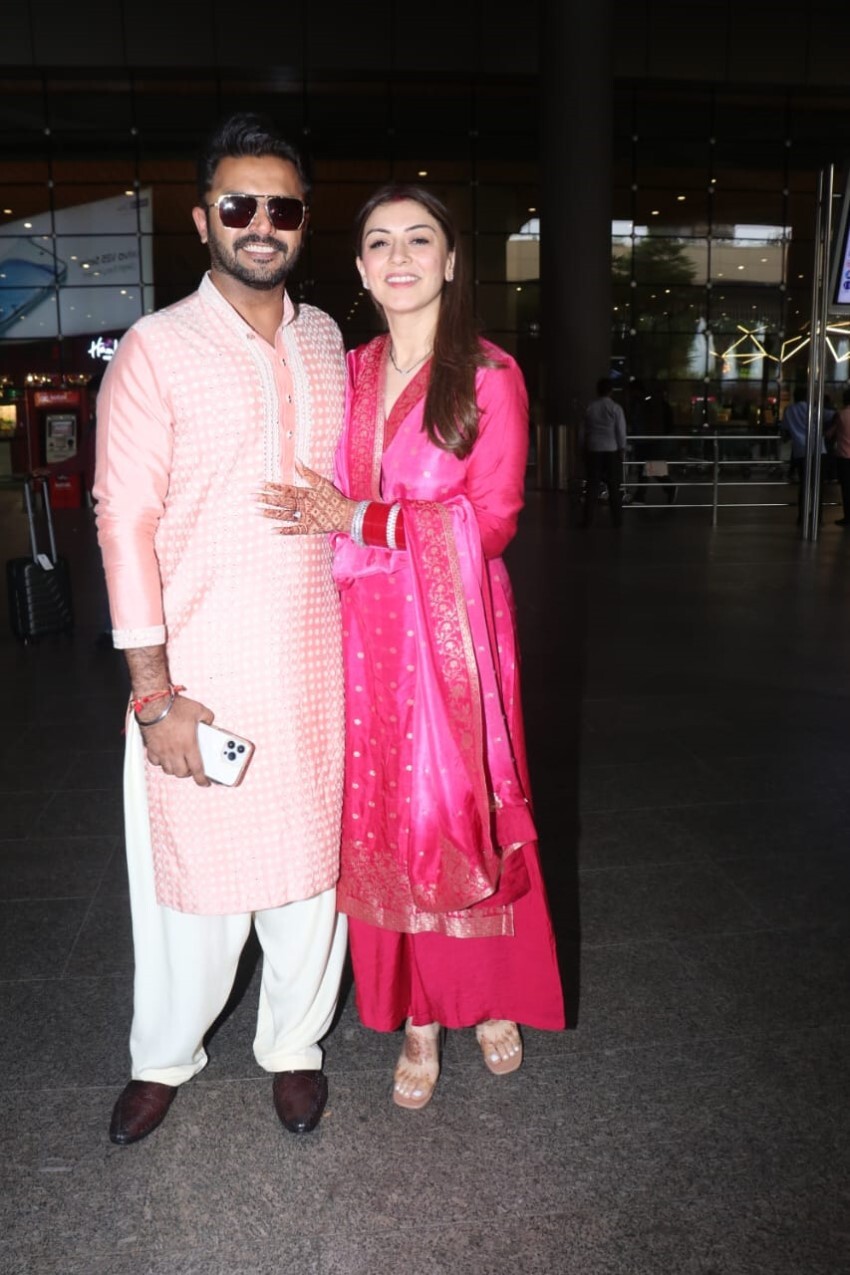 Hansika Motwani With Her Husband Sohael Kathuriya Hand In Hand Spotted At Airport.